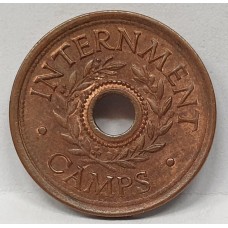 AUSTRALIA INTERNMENT CAMP . THREEPENCE . WITH MINOR STAIN MARKS